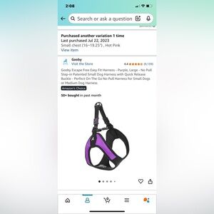 Gooby Pink and Black Dog Harness